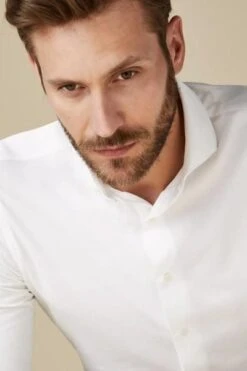 Profuomo Overhemd Japanese Knitted Wit -Shimano-winkel 65152 5 1